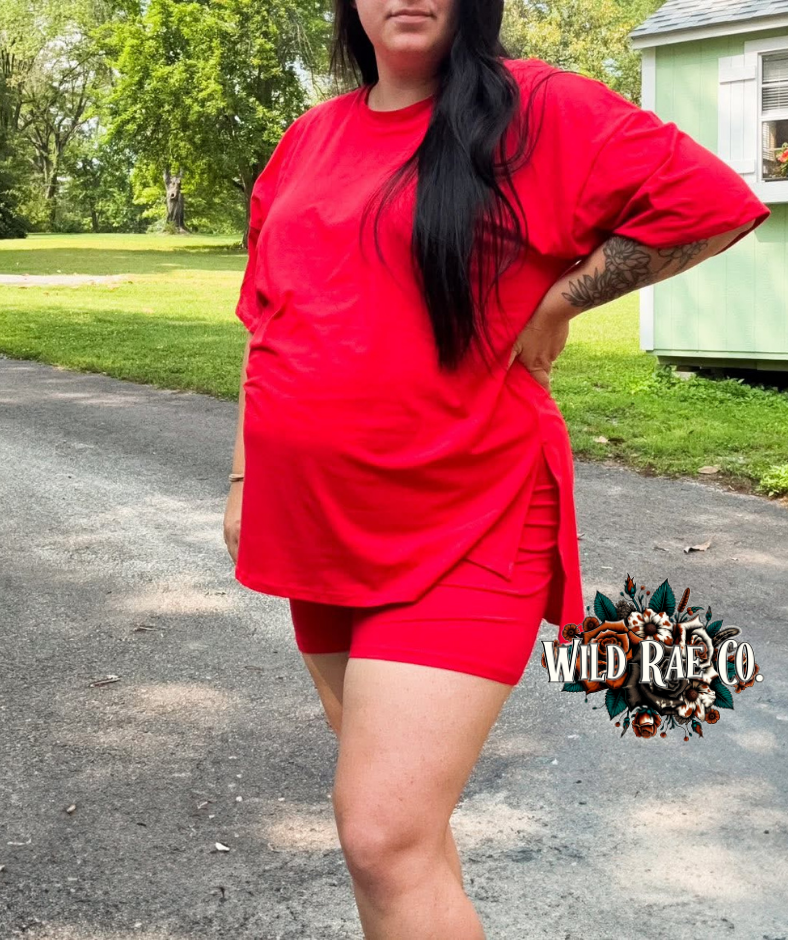 WOMENS CASUAL TEE + BIKER SHORTS | PREORDER | CLOSE SUNDAY