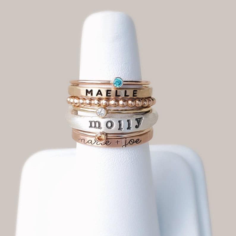PERSONALIZED NAME STACKING RING SET | CLOSING EVERY SUNDAY