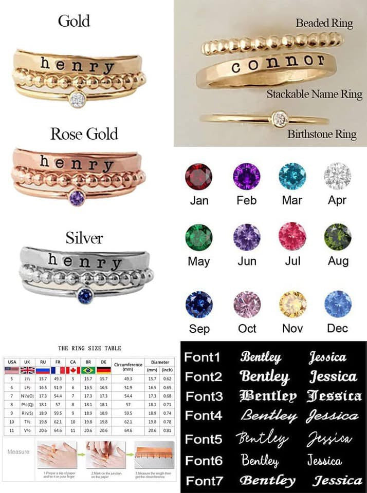PERSONALIZED NAME STACKING RING SET | CLOSING EVERY SUNDAY