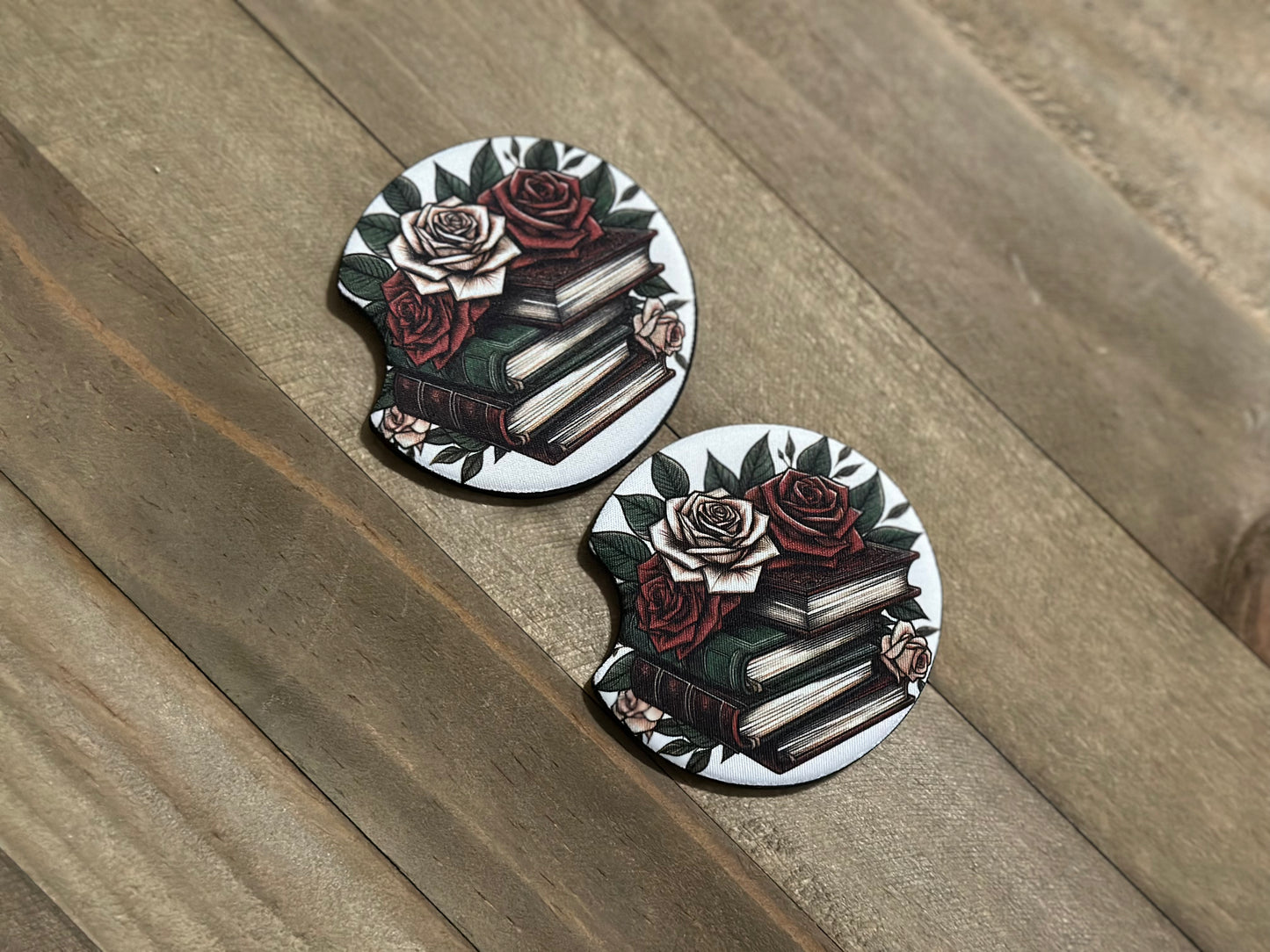 BOOKS N ROSES CAR COASTERS