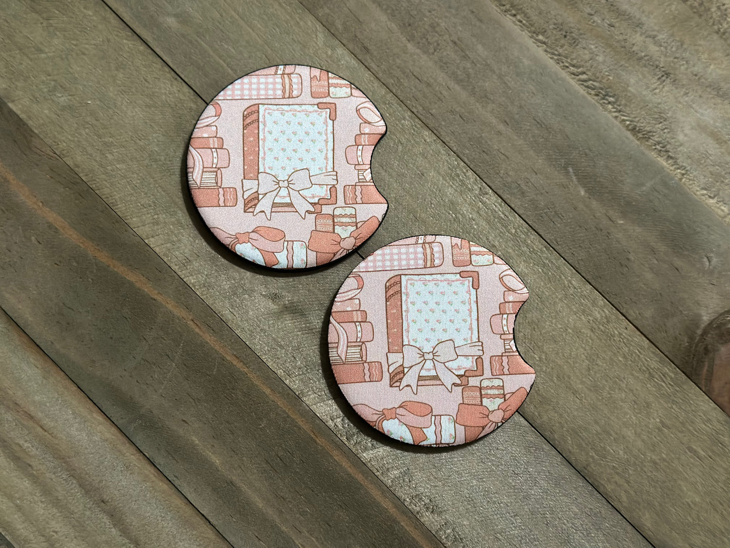 PINK BOOKS CAR COASTERS