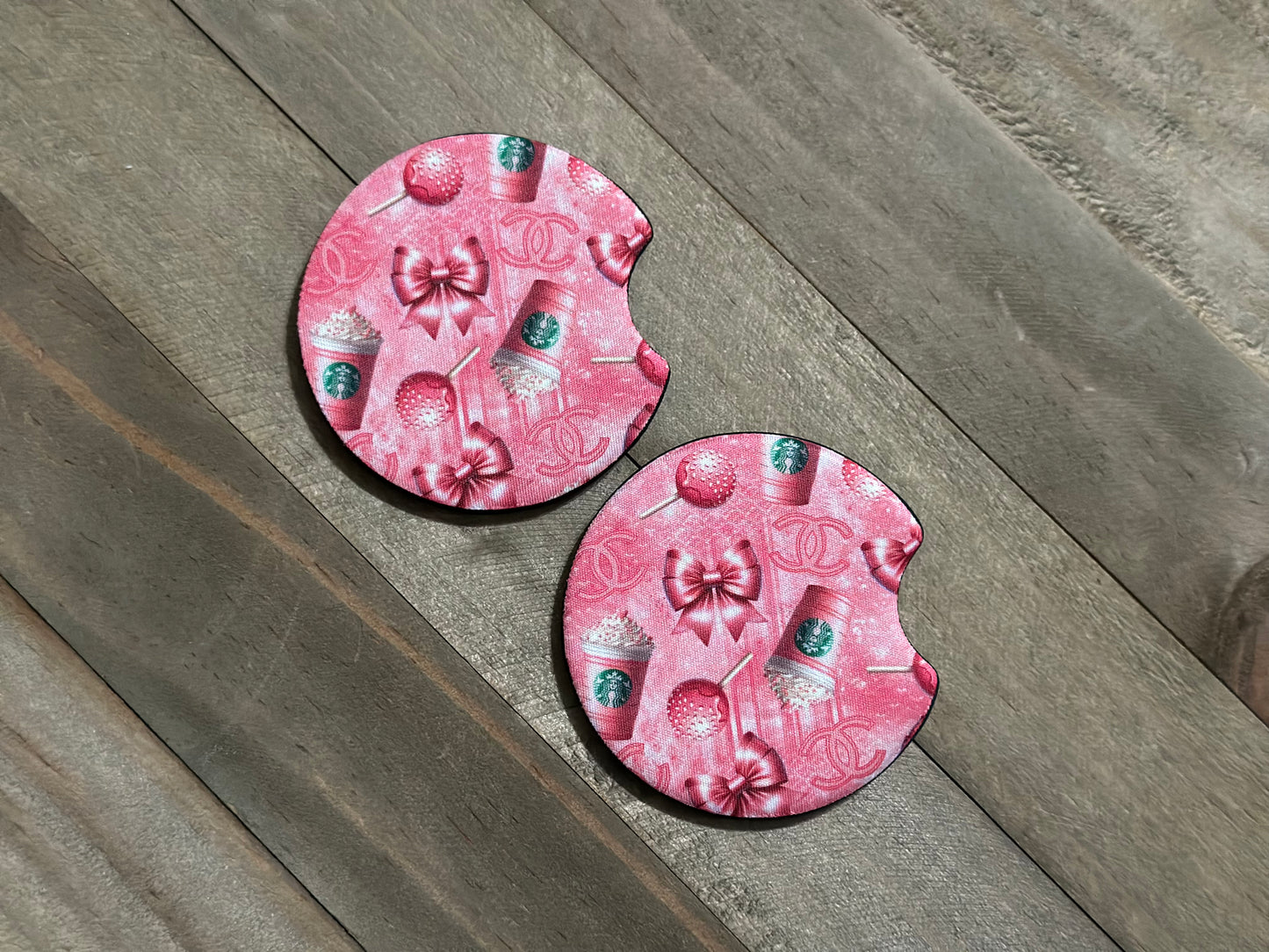 PINK DRINK CAR COASTERS