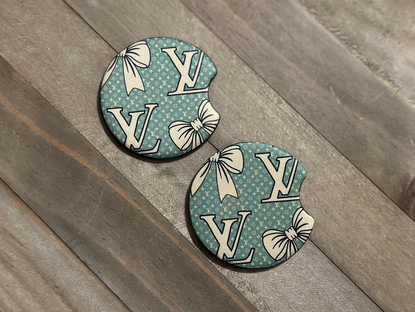 TEAL + TAN BOUJEE CAR COASTERS