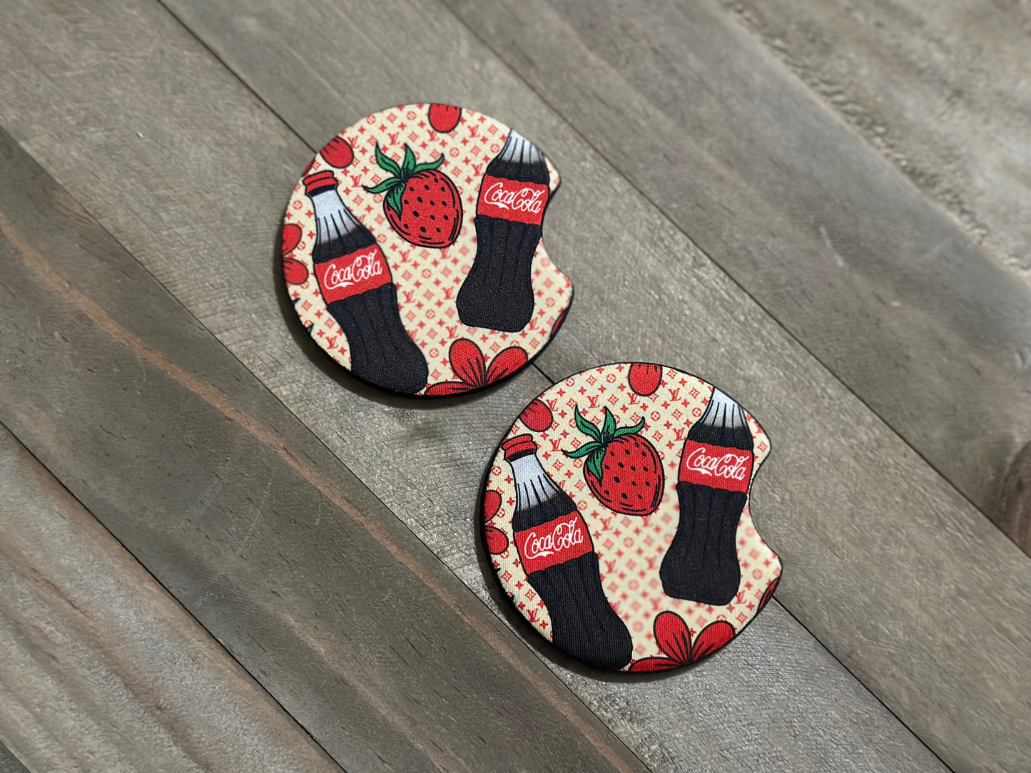 STRAWBERRY DRINK CAR COASTERS