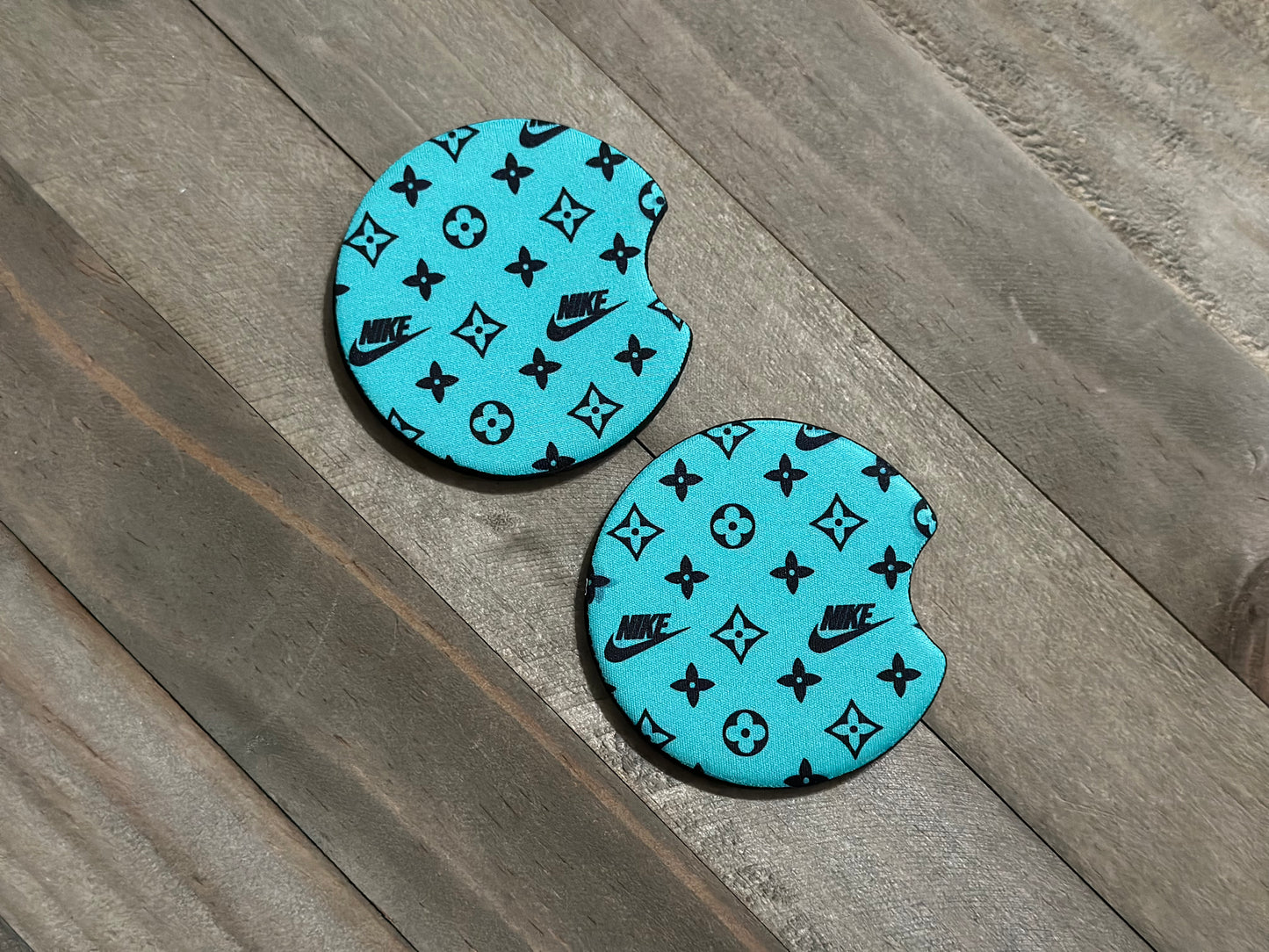 BLUE SWOOSH CAR COASTERS