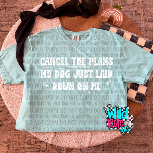 Cancel the plans my dog just laid down on me