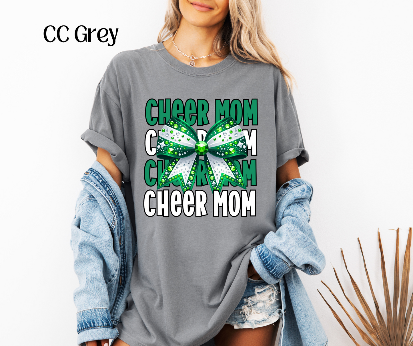 Cheer Mom Bling - Green & White