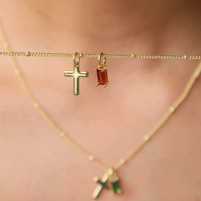 Birthstone Cross Necklace