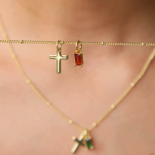 Birthstone Cross Necklace