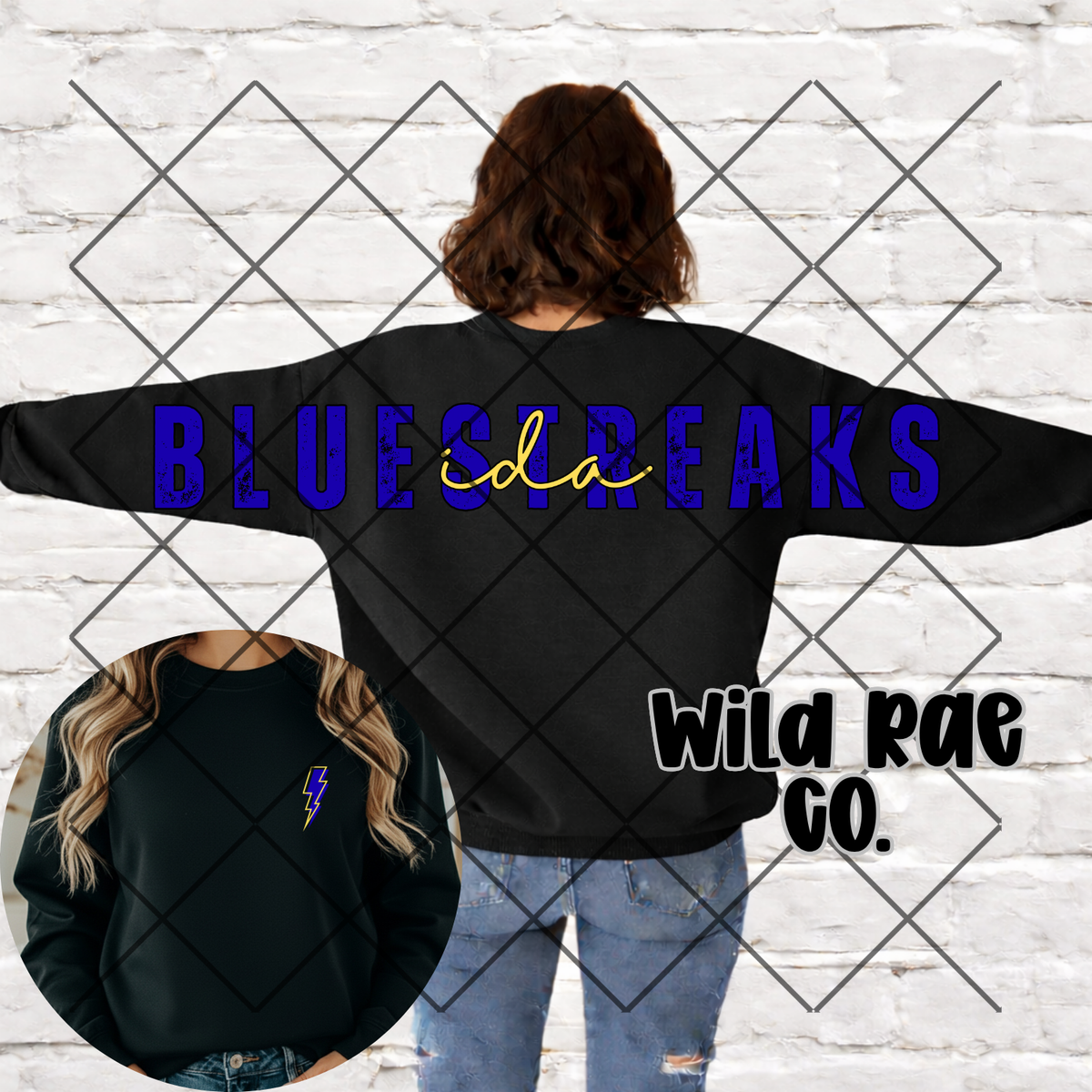 Wrist to Wrist Oversized Blue Streaks