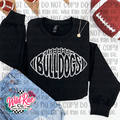 Bulldogs Doodle Football White