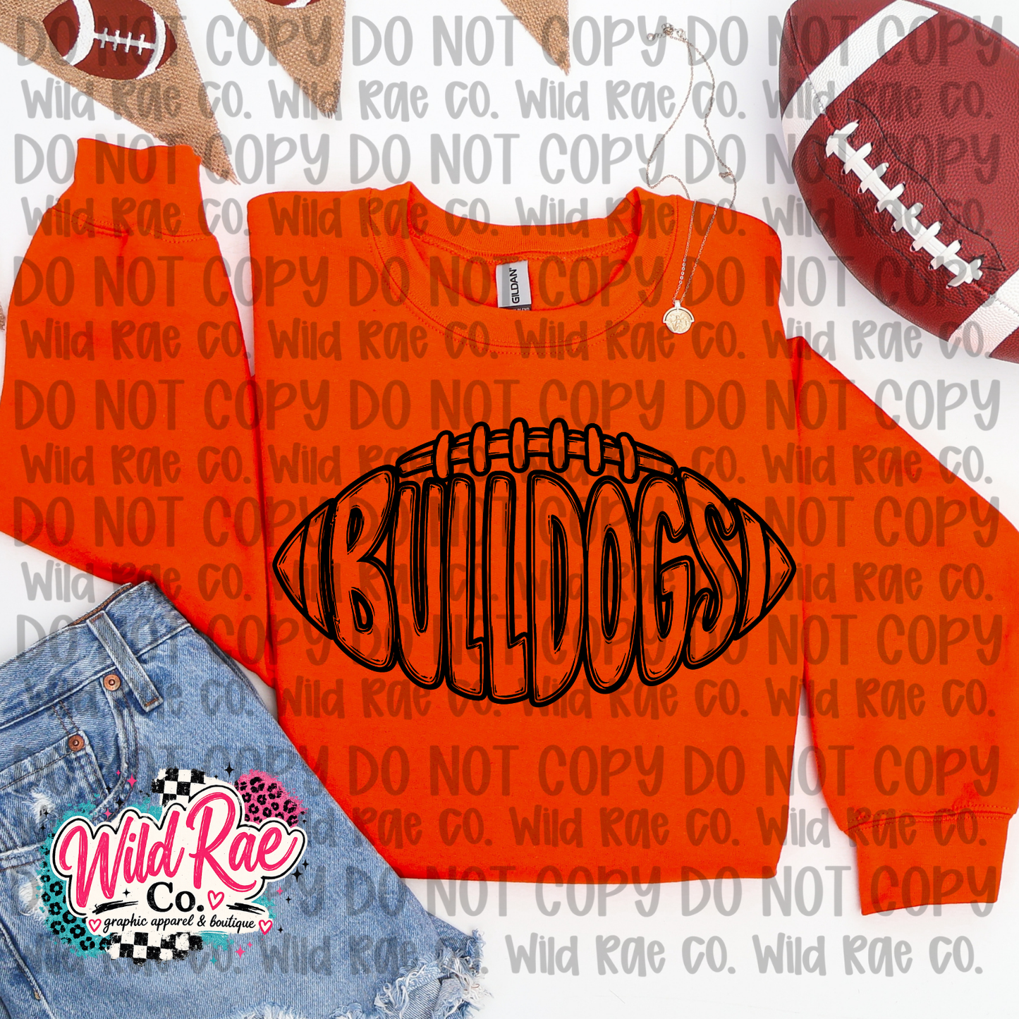 Bulldogs Doodle Football Black