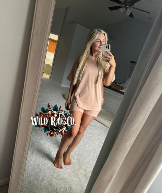 WOMENS CASUAL TEE + BIKER SHORTS | PREORDER | CLOSE SUNDAY