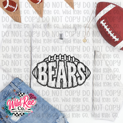 Bears Doodle Football Black