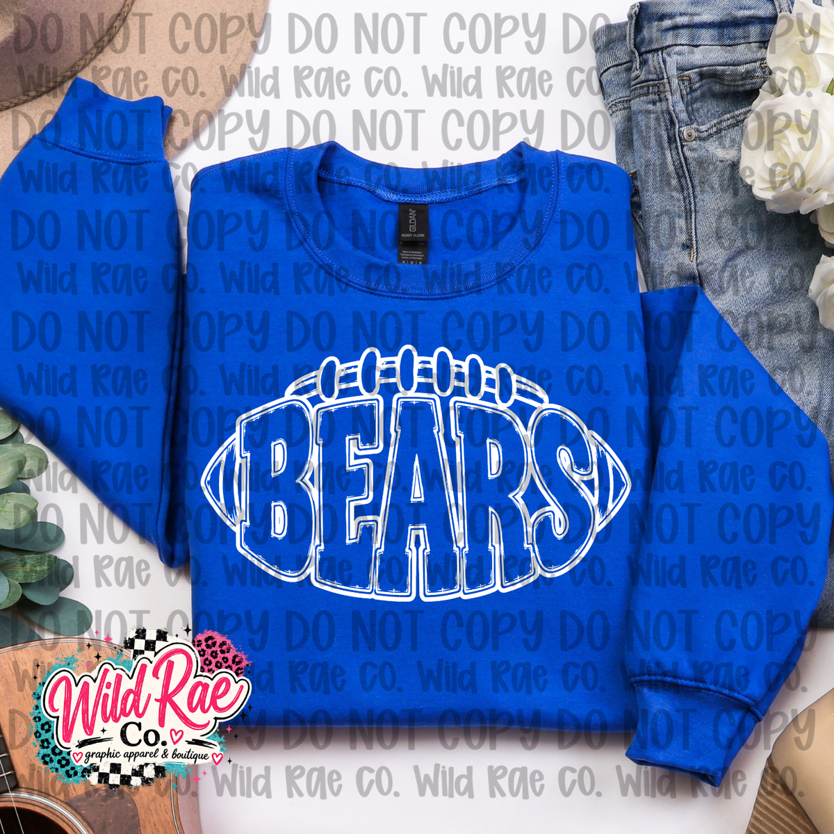 Bears Doodle Football White