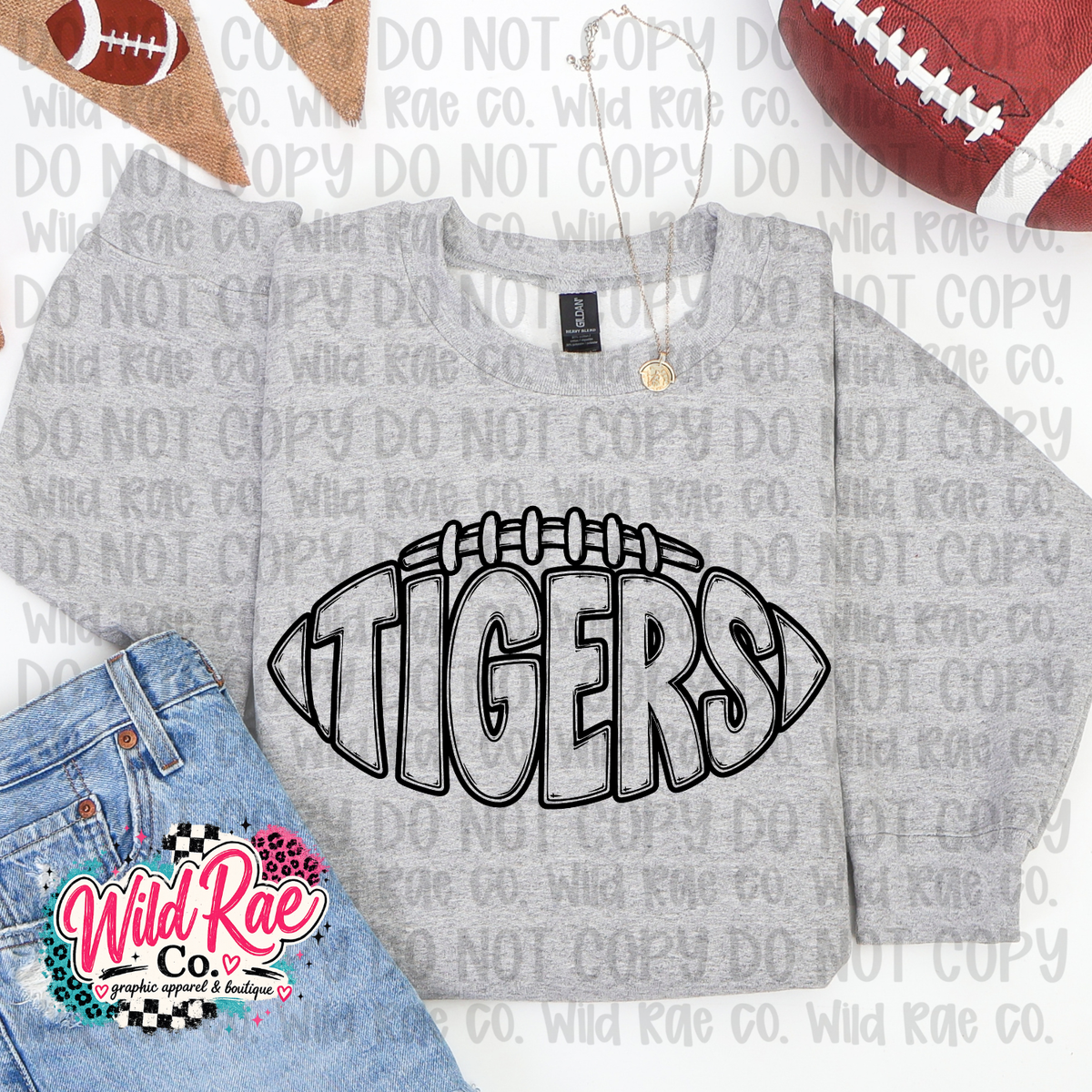 Tigers Football Doodle [Black]