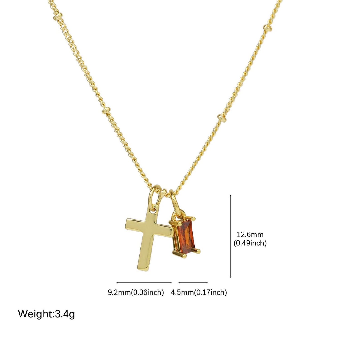 Birthstone Cross Necklace