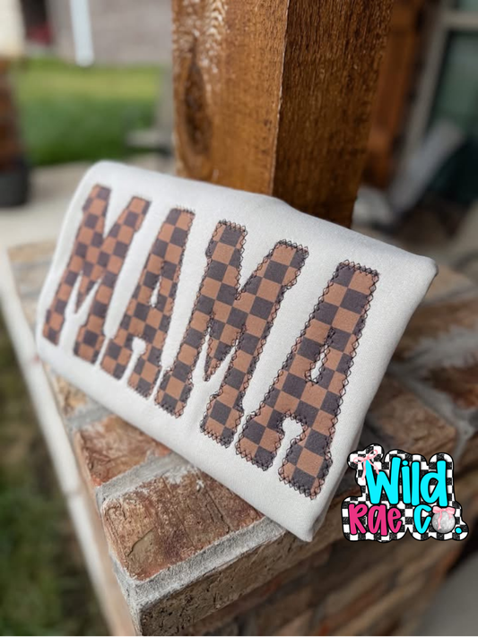 Brown Check Name Crewneck