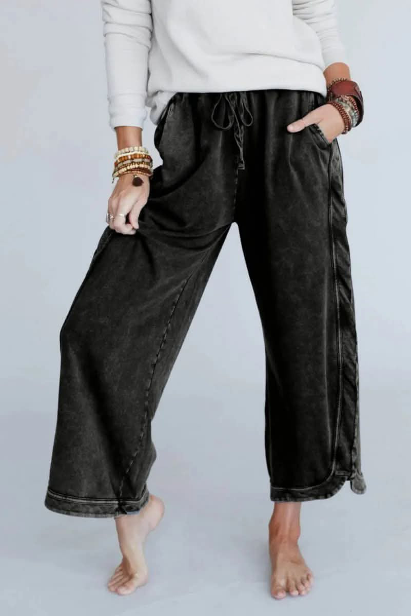 Retro Washed Drawstring Cropped Pants | Closes Sundays