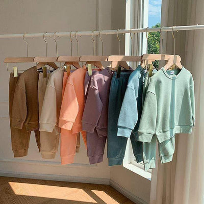Kids Solid Soft Pullovers + Jogger Sets | Closes Sundays