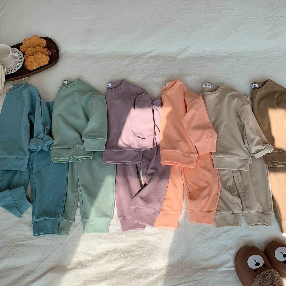 Kids Solid Soft Pullovers + Jogger Sets | Closes Sundays