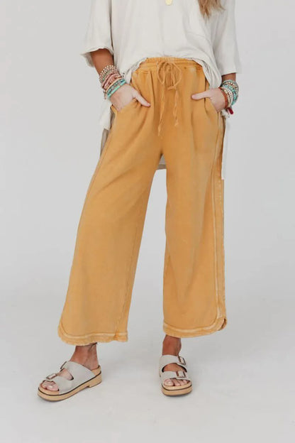 Retro Washed Drawstring Cropped Pants | Closes Sundays