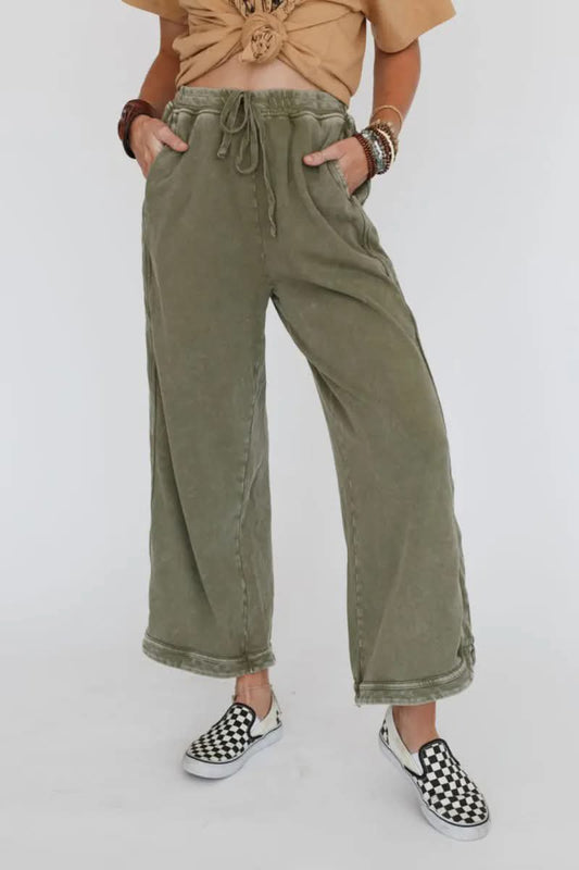 Retro Washed Drawstring Cropped Pants | Closes Sundays