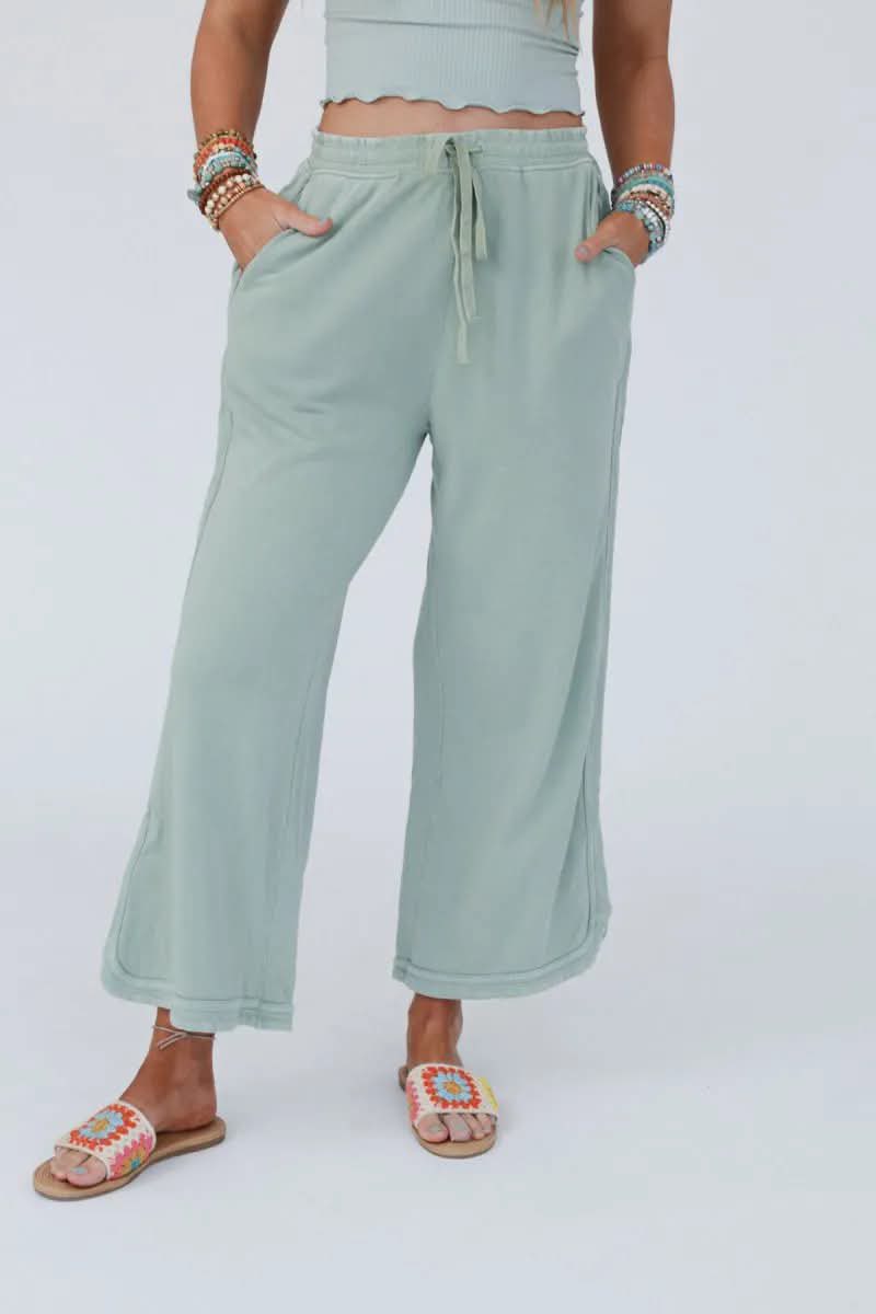 Retro Washed Drawstring Cropped Pants | Closes Sundays