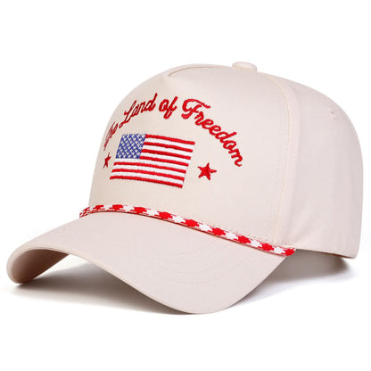 4th of July Embroidery American Flag Trucker Hat