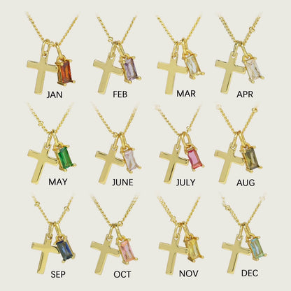 Birthstone Cross Necklace