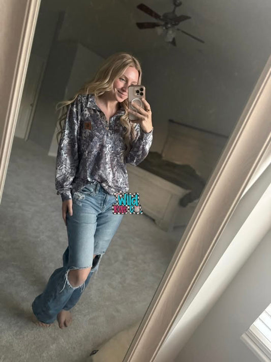 Camo Quarter Zip or Button Pullover