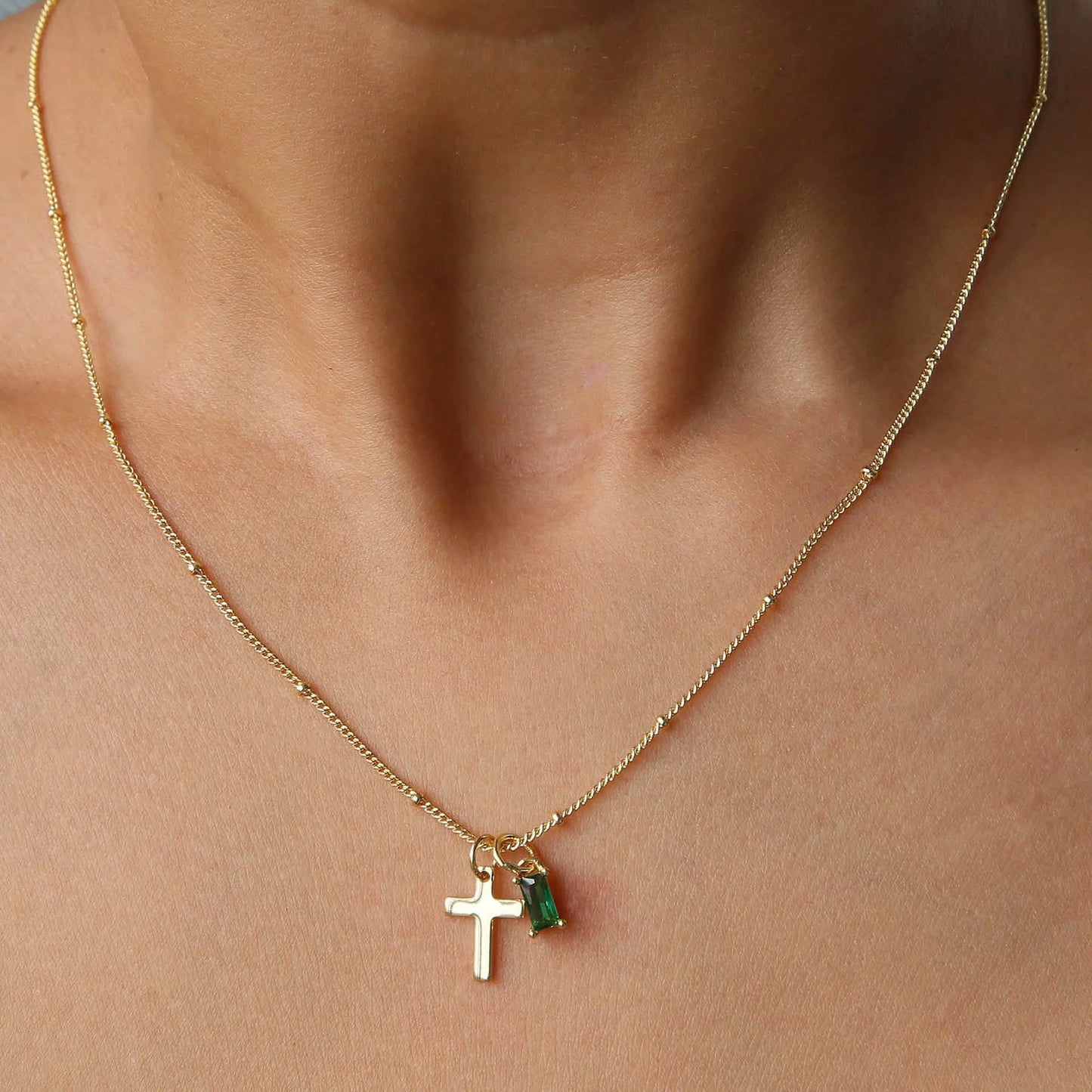 Birthstone Cross Necklace