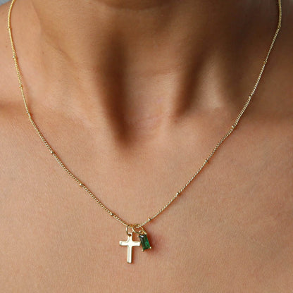 Birthstone Cross Necklace