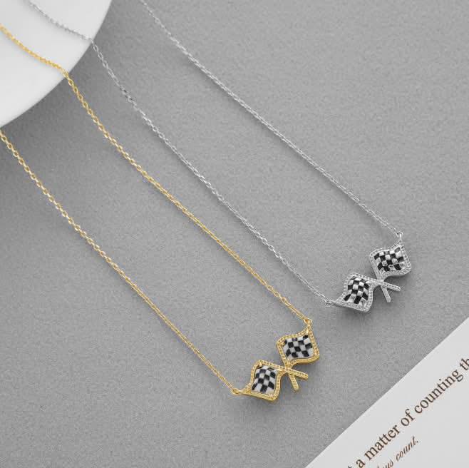 Race Day Checkered Necklace