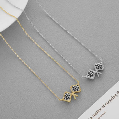 Race Day Checkered Necklace