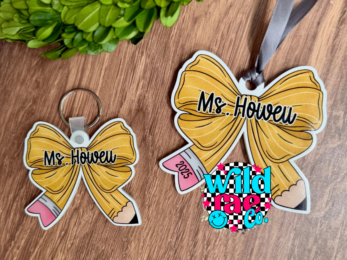 Pencil Bow Keychain or Ornament | Closes Sunday | TAT 20 Business Days