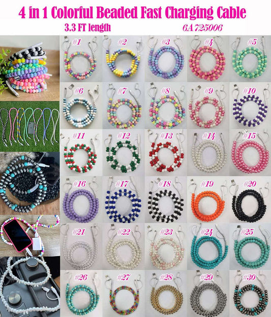 4 IN 1 COLORFUL BEADED FAST CHARGING CABLE | CLOSING SUNDAYS | TAT 35 BUSINESS DAYS