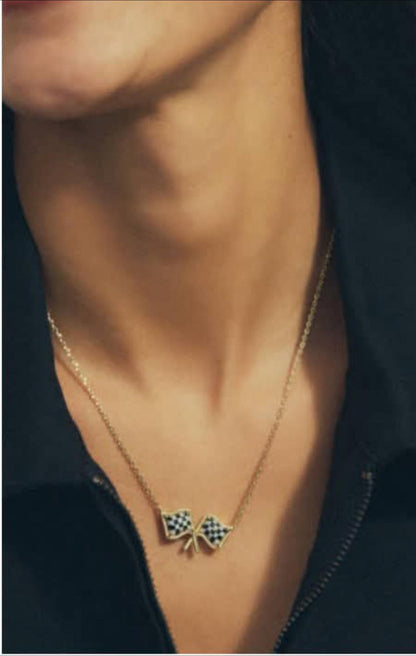 Race Day Checkered Necklace